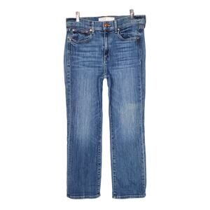 AYR The Pop Straight Leg High Waisted Ankle Cropped Jeans Denim Blue Size 31